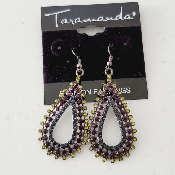 Taramanda Rhinestone Dangle Earrings Whimsigoth Dark Romantic NEW - Picture 2 of 8
